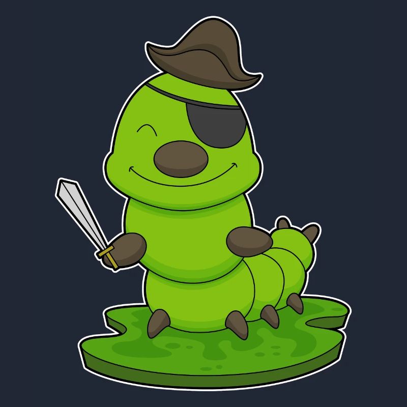 Chenille en pirate avec une épée