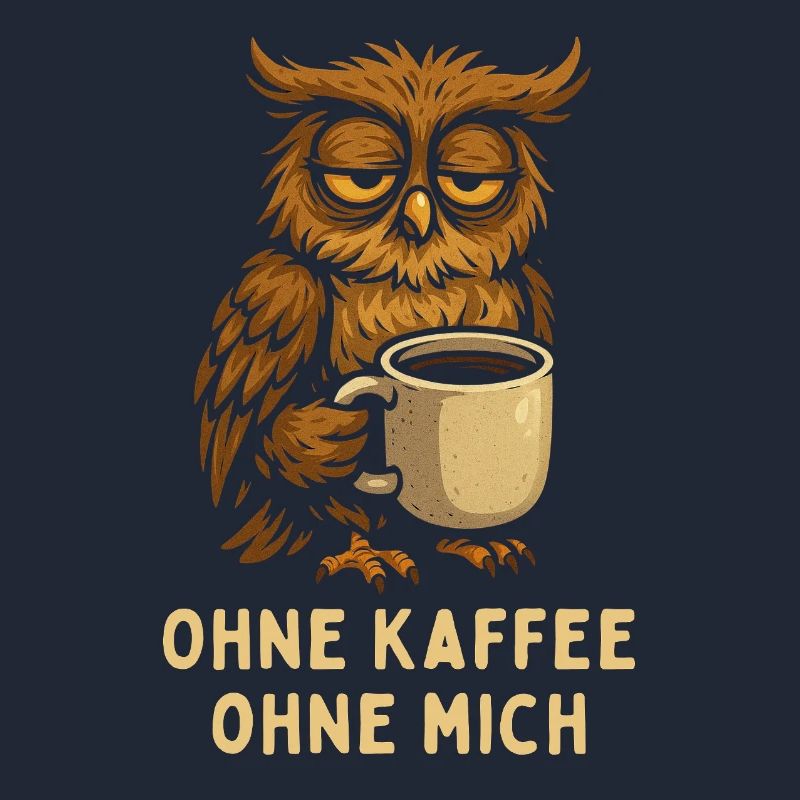 Nickernde Eule mit Kaffee