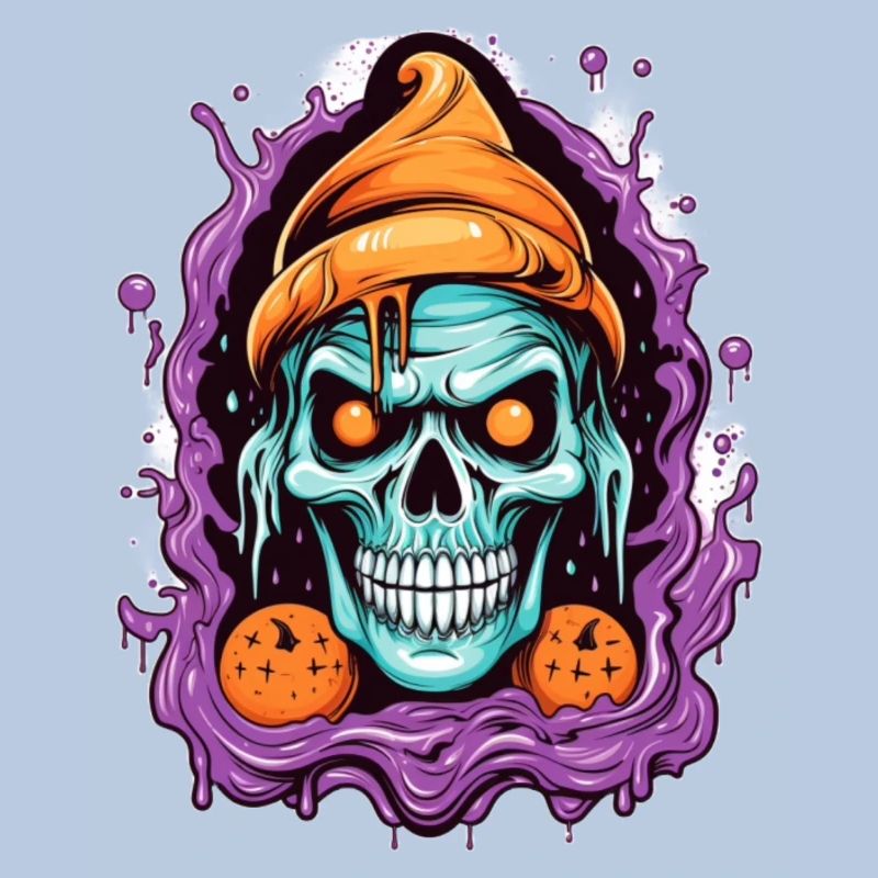 Graffiti Skull with Halloween Elements