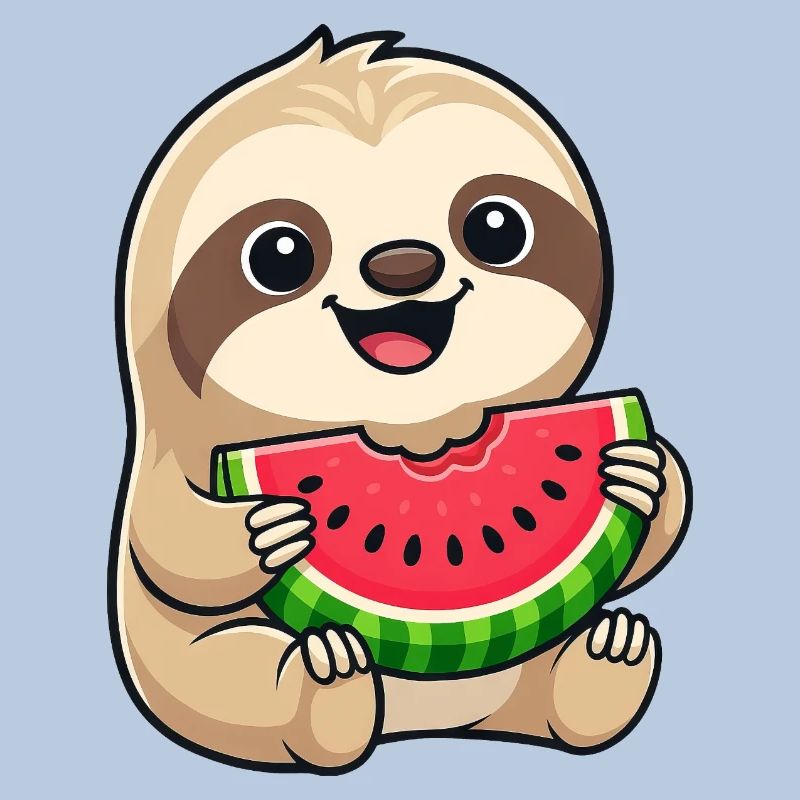 Droll Sloth Melon Summer Fruit Cartoon Cute