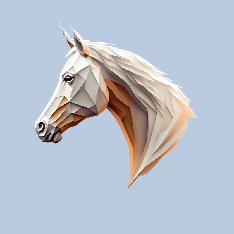 Polygone Pferdekopf Pferd tête de cheval bas poly