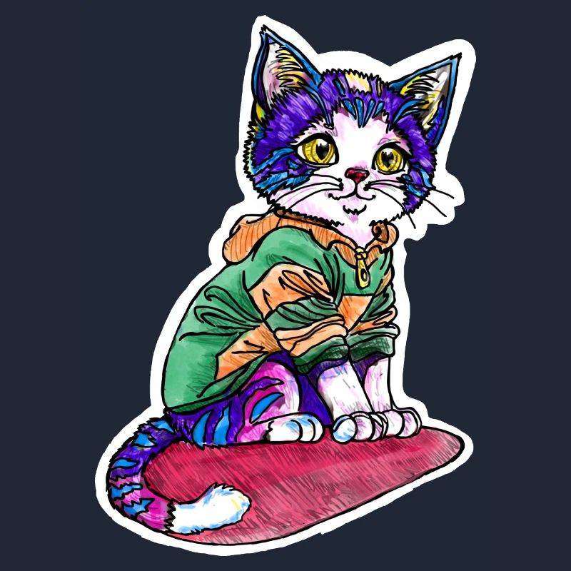 Chat en pull vert