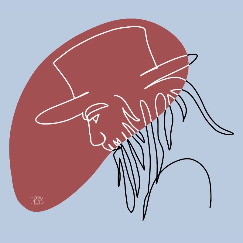 "Mann mit Hut", Boho Line Art Design, "Faces"