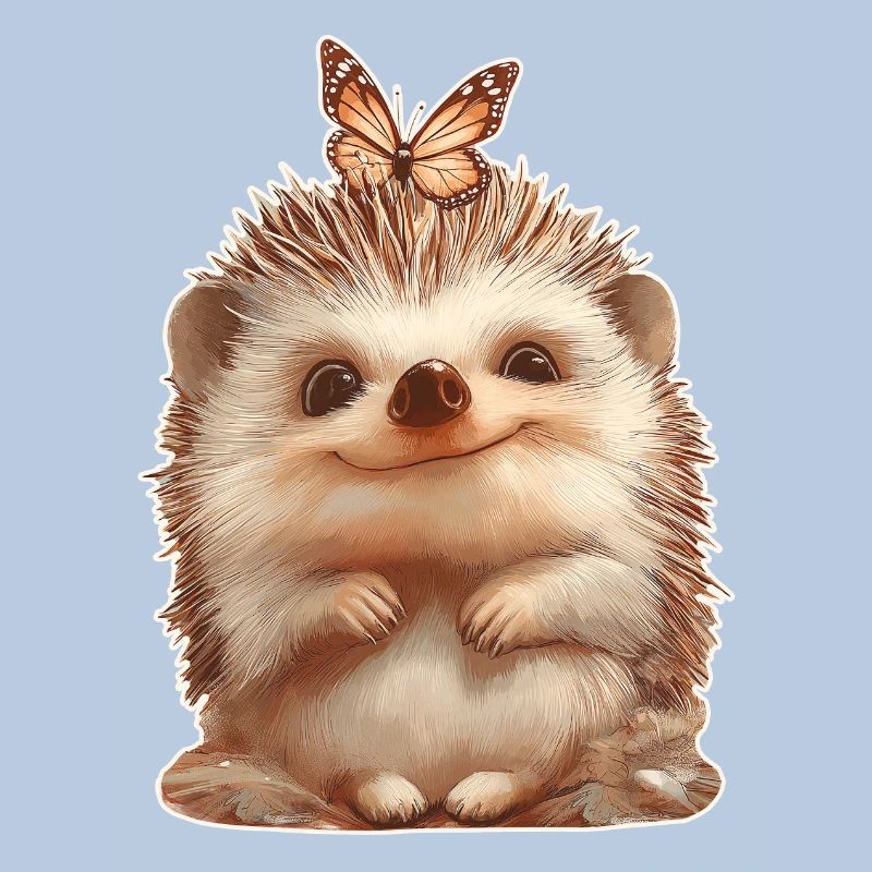 Hérisson avec papillon
