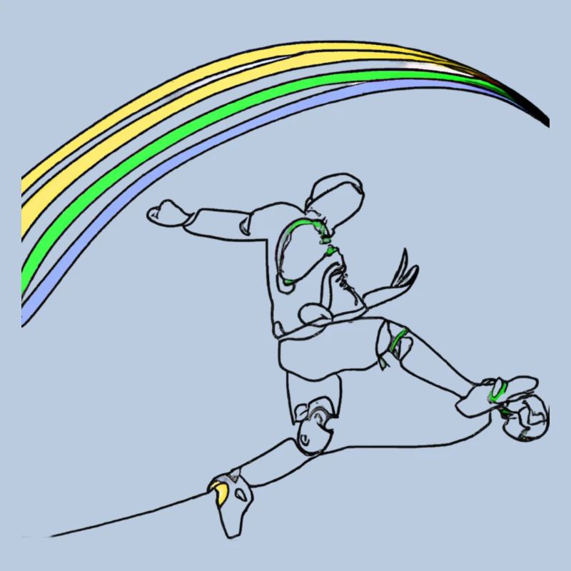 Fußballer mit Regenbogenhintergrund