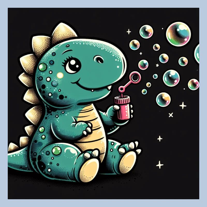 Dino avec des bulles de savon dans l’espace