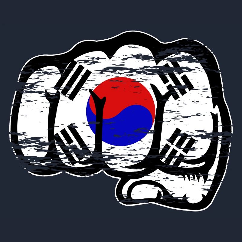 Drapeau de la Corée du Sud Main Poing Utilisé