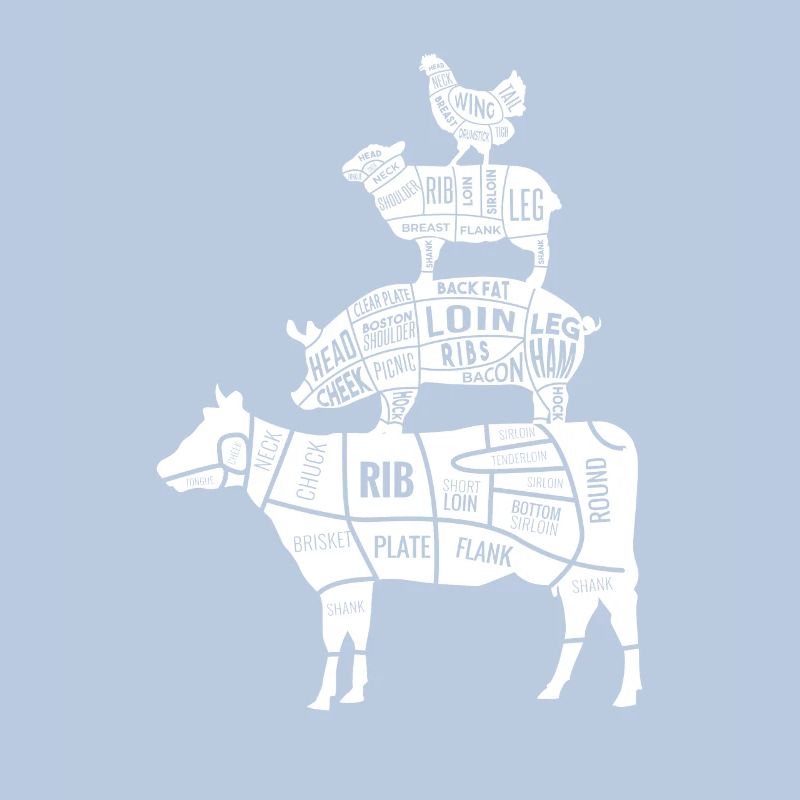 Rind Schwein Lamm Hähnchen Fleisch Geschenkidee