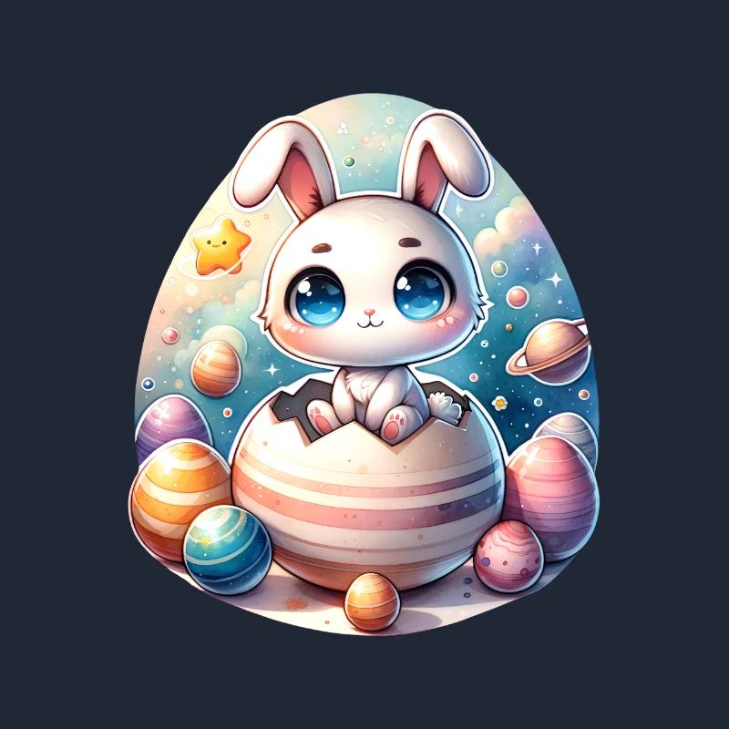 Space Bunny on Cracked Easter Egg Planet