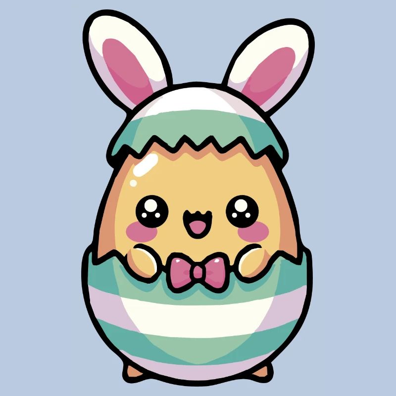 Cute Chibi Easter Bunny in a Egg