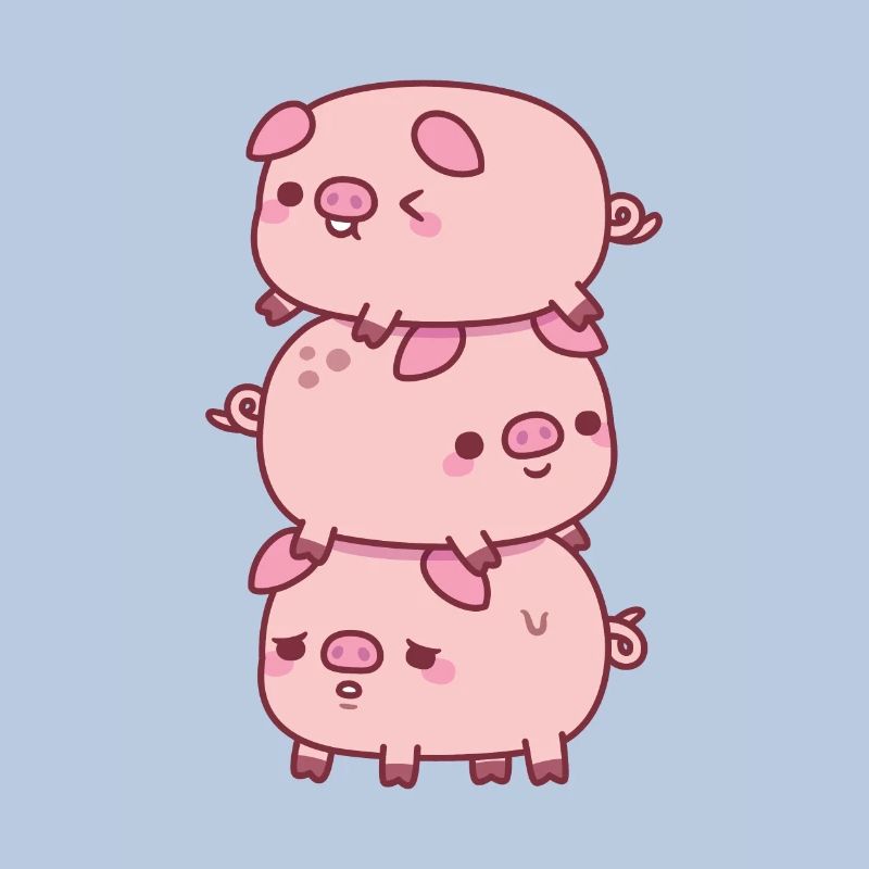 Pile mignonne de trois petits cochons drôle