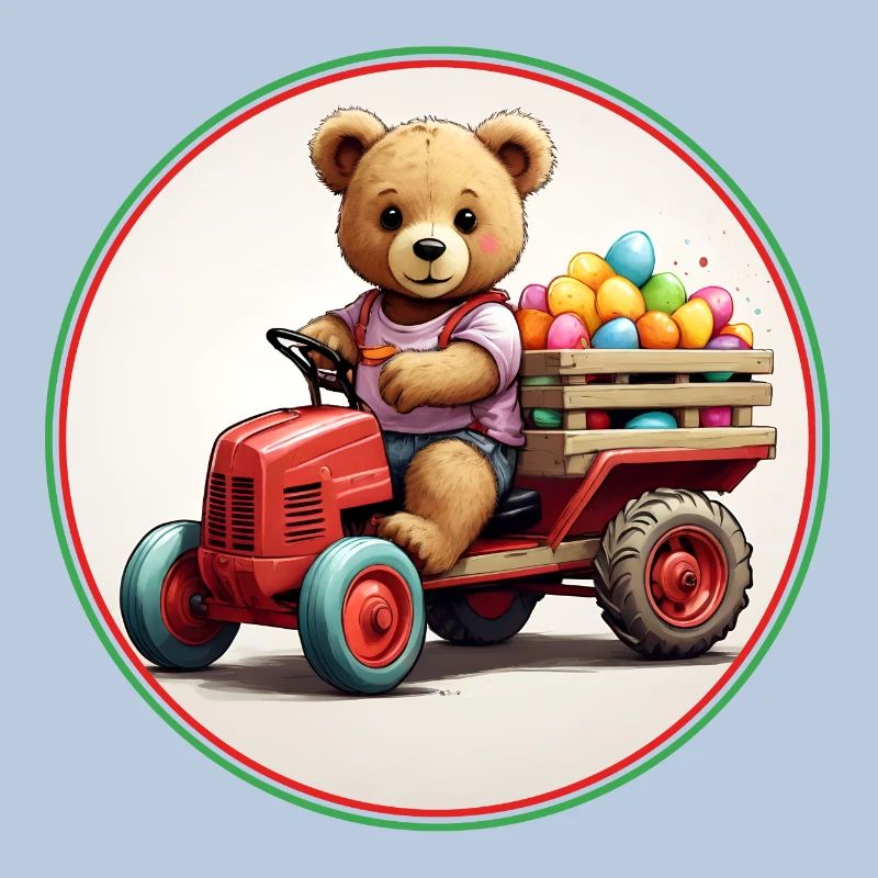 funny easter teddy bear brings eggs in easter mobile