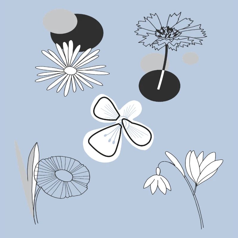 Fleurs noires et blanches