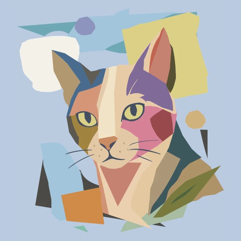 Abstrakte Katze im modernen Farbblock-Design