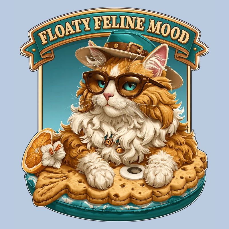 Floaty Feline Mood Cool Cat on Summer Pool Float