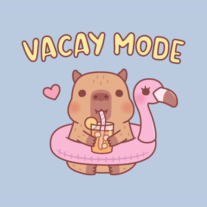 Süßes Capybara in Flamingo Pool Float, Vacay Modus