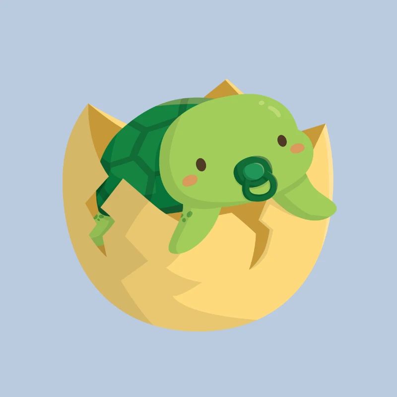 Cute Baby Turtle Hatching From Shell