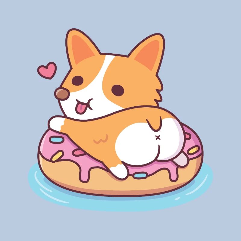 Cute Corgi Showing Butt On Donut Pool Float