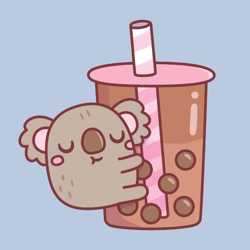 Mignon Chubby Koala Bear Hugging Bubble Tea