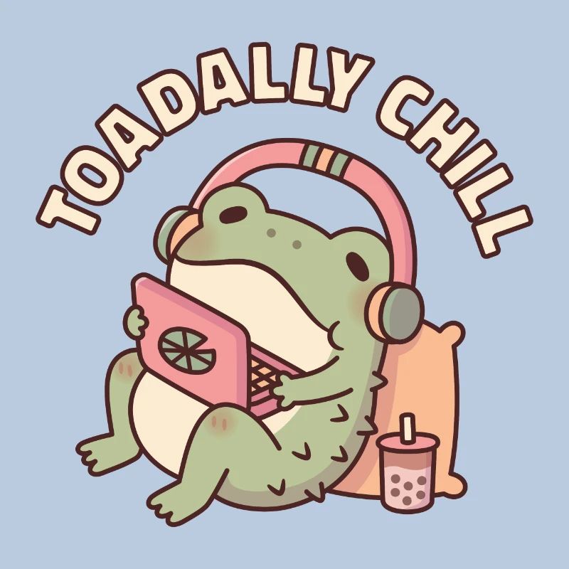 Cute Toad Relaxing With Laptop Toadally Chill