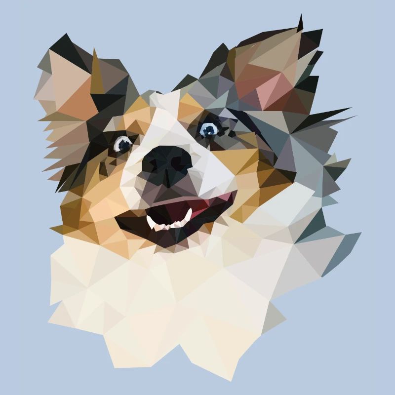 Australian Shepherd, Blue Merle, Polygon Style