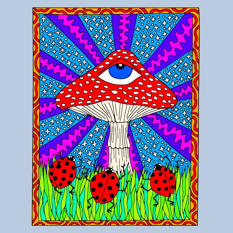 Hippie Magic Toadstool Retro Psychedelic
