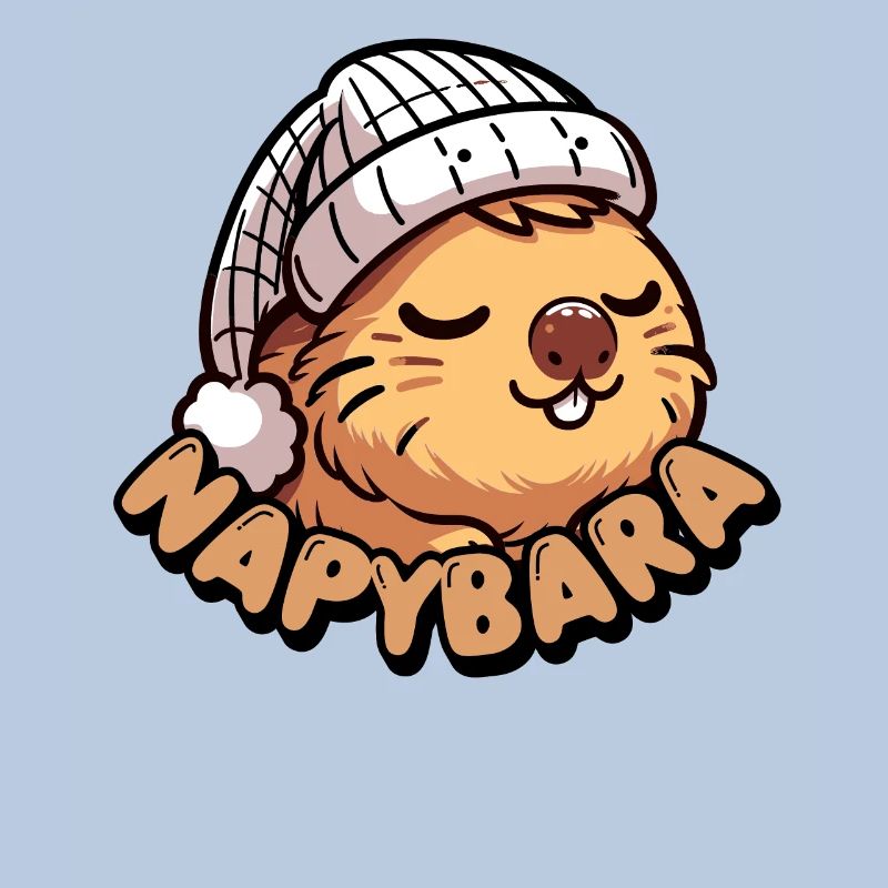 Napybara ist ein schläfriges, süßes Capybara mit verschlafenem Hut