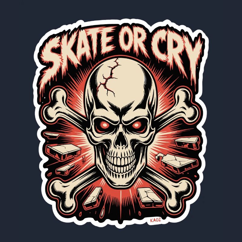 Skate- oder Cry-Skull-Tee-Design