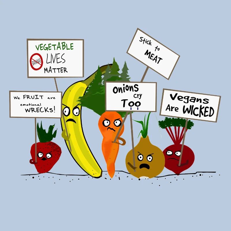 Vegetables and Fruit Protesting Vegans