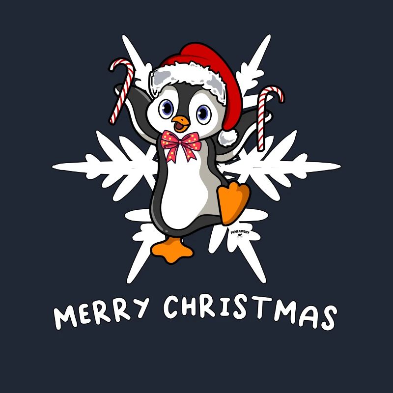 Doux pingouin de Noël avec flocon de glace