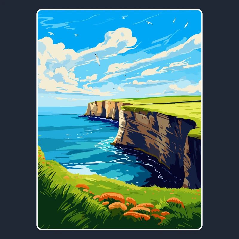 Bempton Cliffs Angleterre Royaume-Uni Affiche de voyage vintage