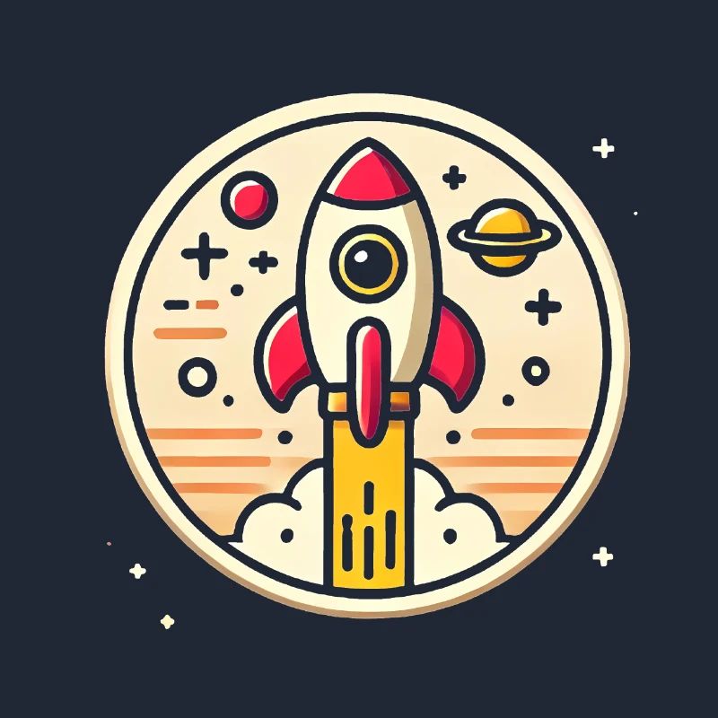 Fusée rétro perdue dans l’espace Graphique