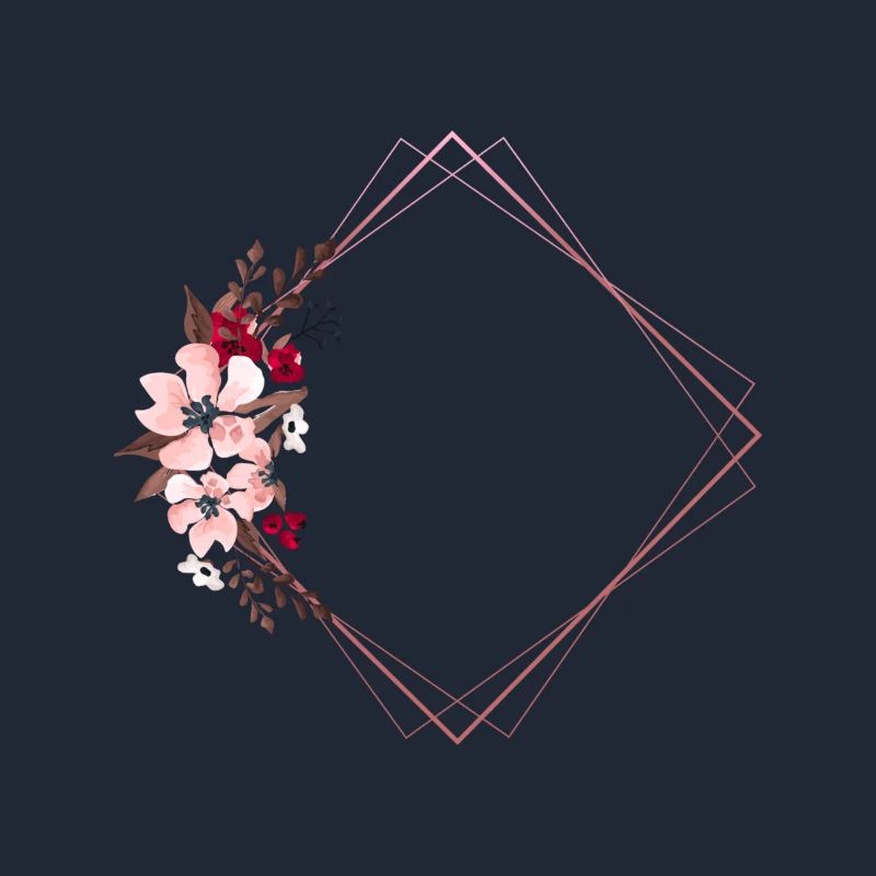 Flowers in Rectangular Frame / Pink Tones