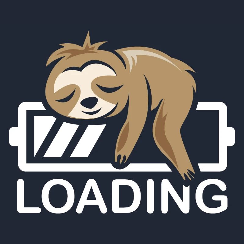 funny sloth loading battery icon comic
