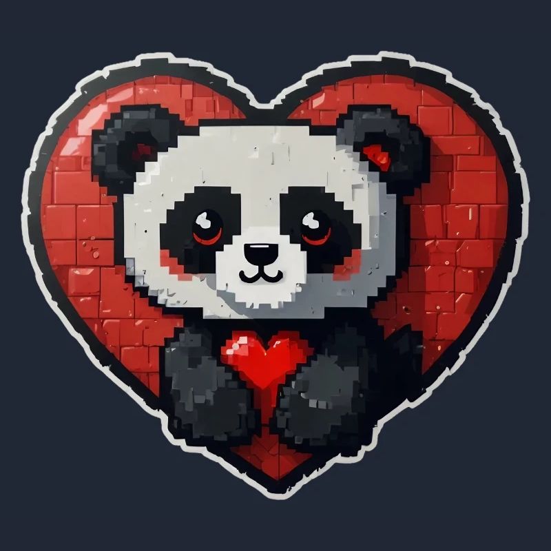 Pixel-Panda mit großem Herz