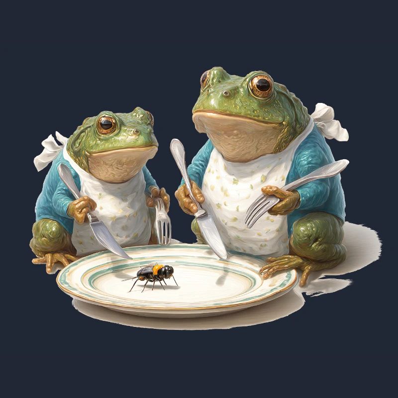 Frosch-Dinner: Fliege am Teller