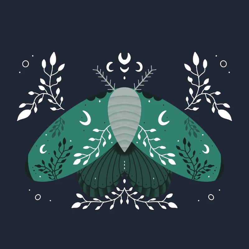 Papillon de nuit vert avec feuillage