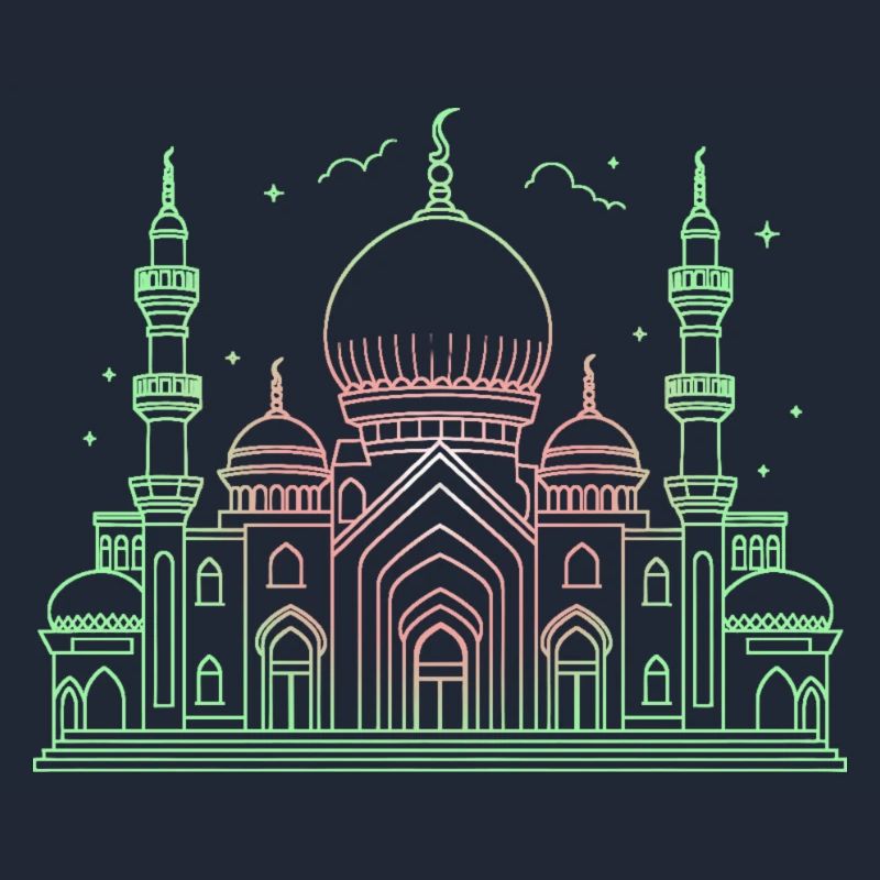 Moschee Stern Halbmond stilisiert grün oder schwarz