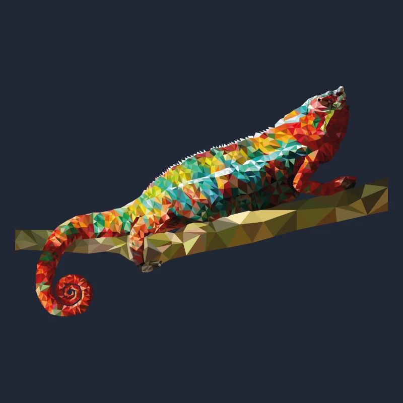 Chameleon Polygondesign Reptil Geschenkidee