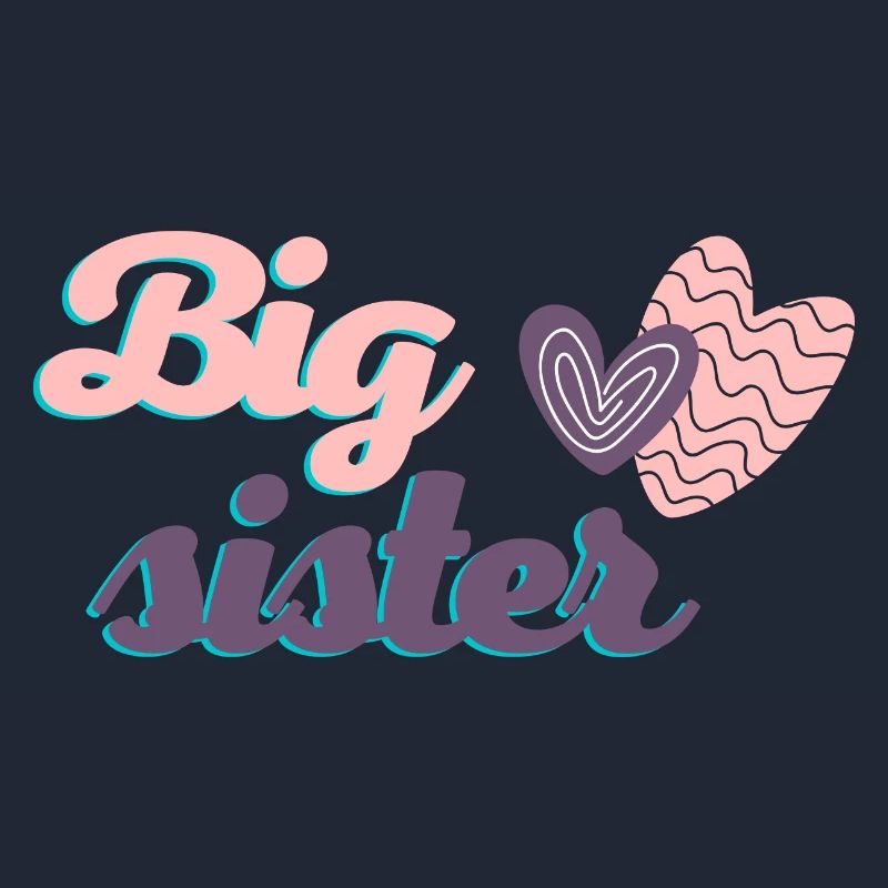 Große Schwester, ein süßes Text- und Herzdesign