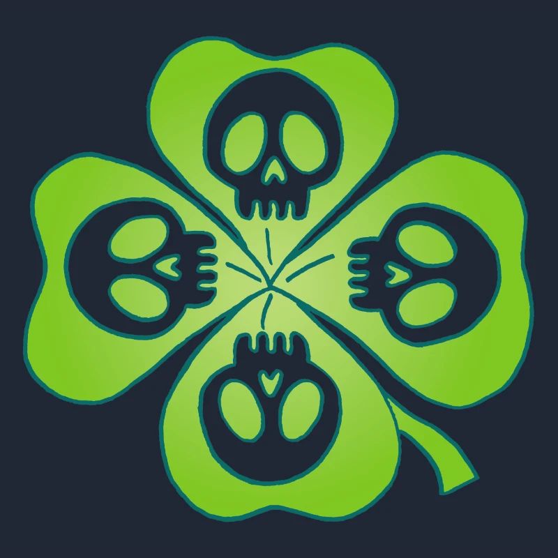 Skulls and four leaf clover