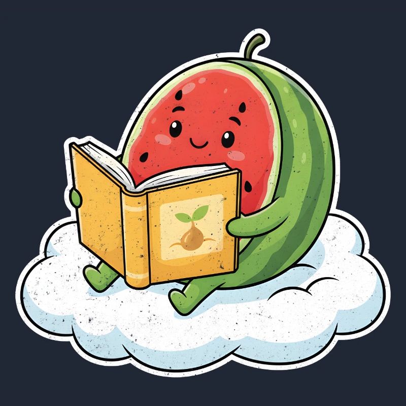Kawaii melon while reading