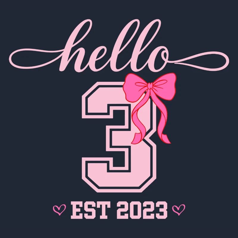 Hello 3 Est 2023 Mädchen Geburtstag Design