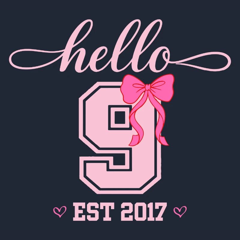 Hello 9 Est 2017 Mädchen Geburtstag Design