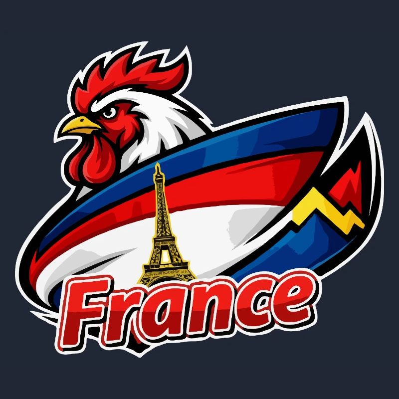 Coq français avec drapeau de la tour Eiffel
