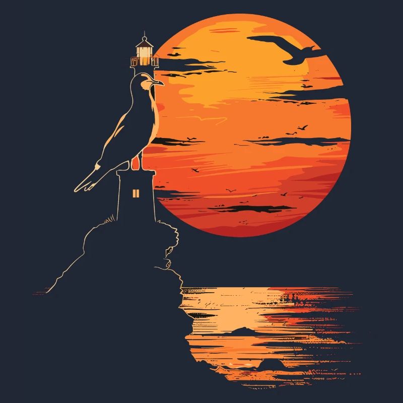 Möwe Seevogel Leuchtturm Sunset