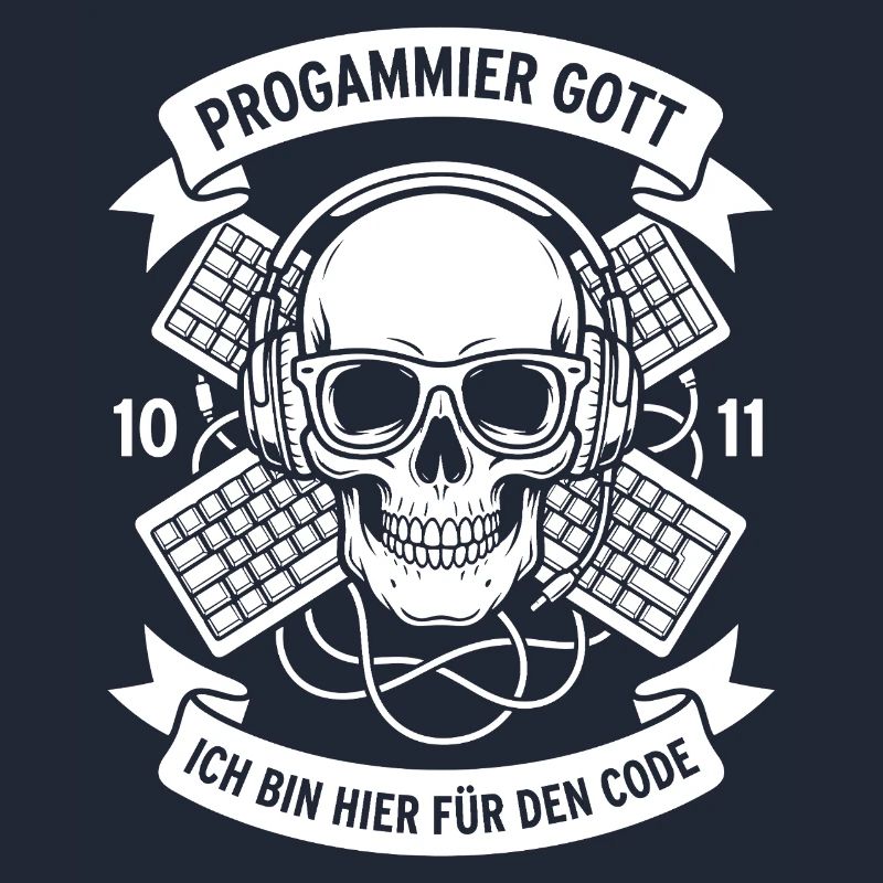 Code Schädel mit Kopfhörern