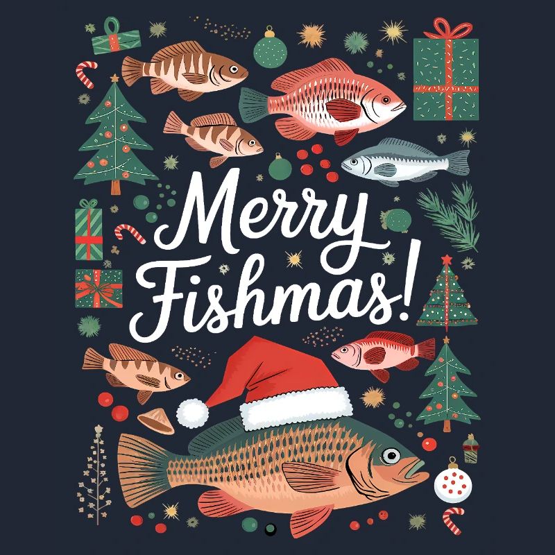 Pêcheur Pull de Noël Poisson Joyeux Poisson
