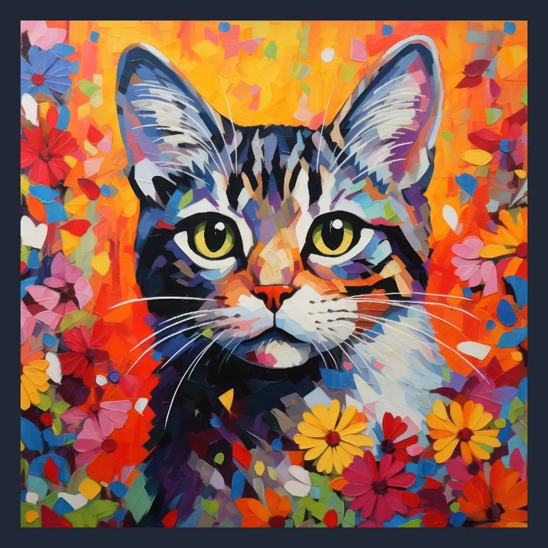 chat, motif de chat, fleurs, cadeau, idée cadeau