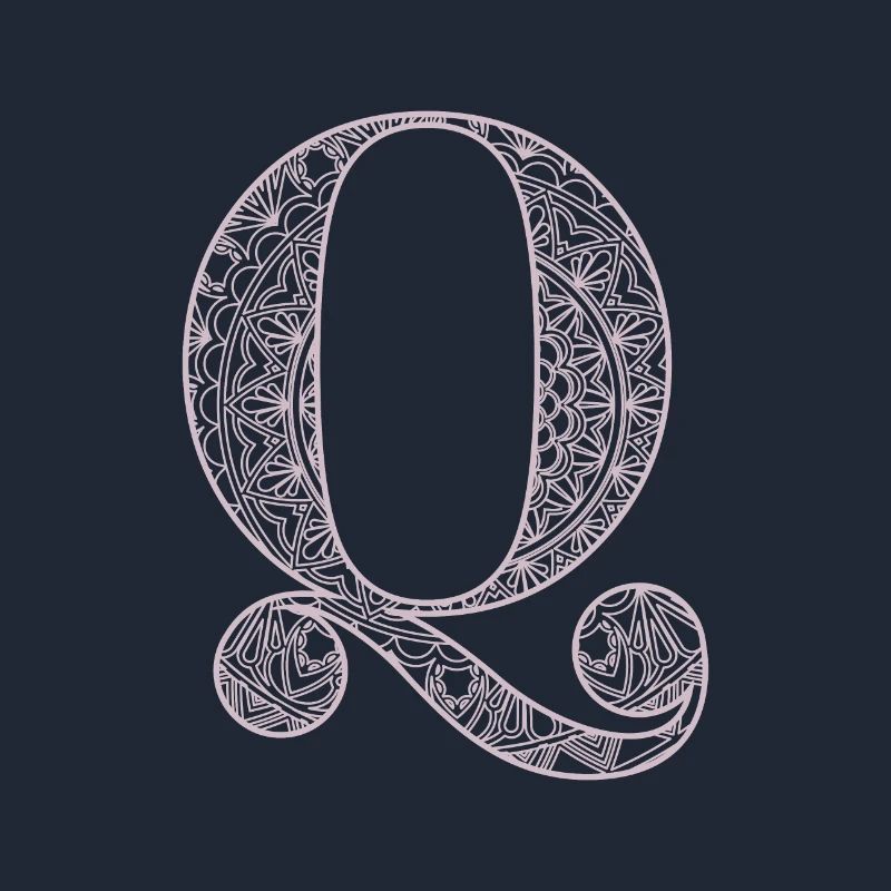 Mandala Monogram Initial in Dusky Pink - Letter Q